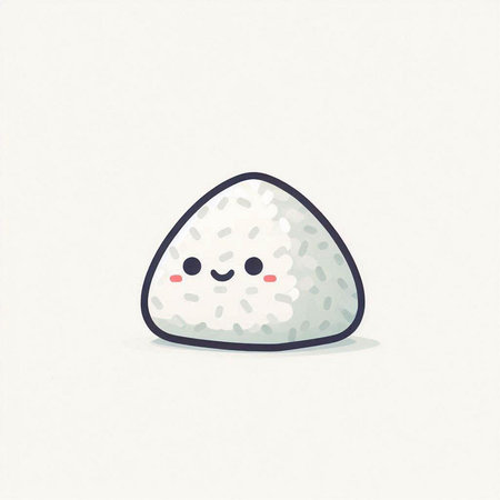 Cute rice ball on white background. Vector illustration in cartoon style.のイラスト素材