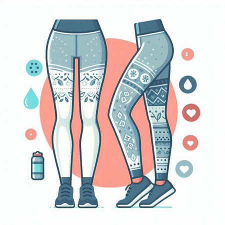 Vector illustration of female legs in sports leggings and socks.のイラスト素材