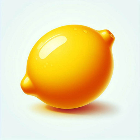 Illustration of a yellow lemon on a white background with a shadowのイラスト素材