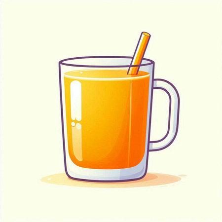 Orange juice in a glass with a straw. Vector illustration on a white background.のイラスト素材