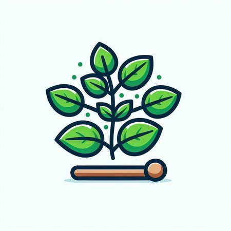 Leafs growing in a pot. Vector illustration, flat design.のイラスト素材