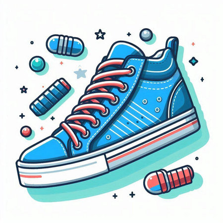 Sneakers. Sport shoes. Vector illustration in cartoon style.のイラスト素材