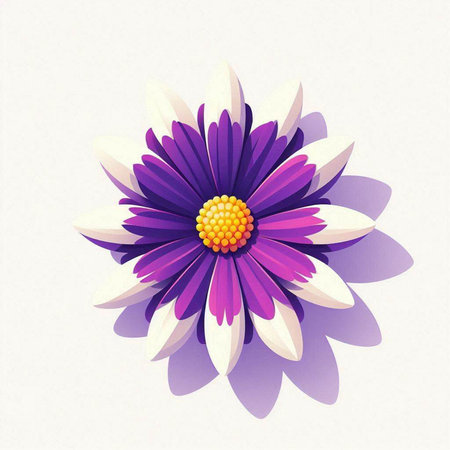 Illustration of a purple daisy flower on a white background.のイラスト素材
