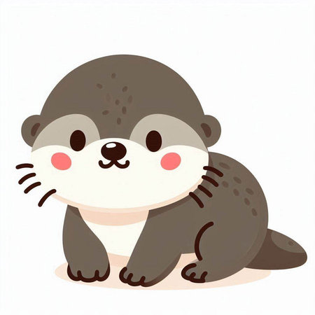 Cute little otter on a white background. Vector illustration.のイラスト素材