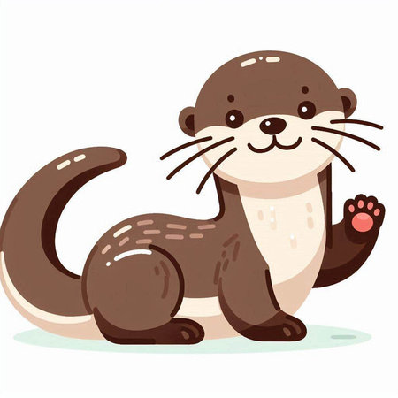 Cute cartoon otter on a white background. Vector illustration.のイラスト素材
