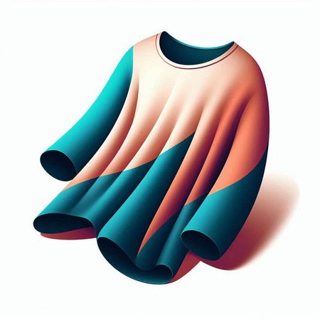 Illustration of blue and red folded shawl on white backgroundのイラスト素材