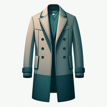 Men's coat isolated on white background. 3D rendering. Clipping path included.のイラスト素材