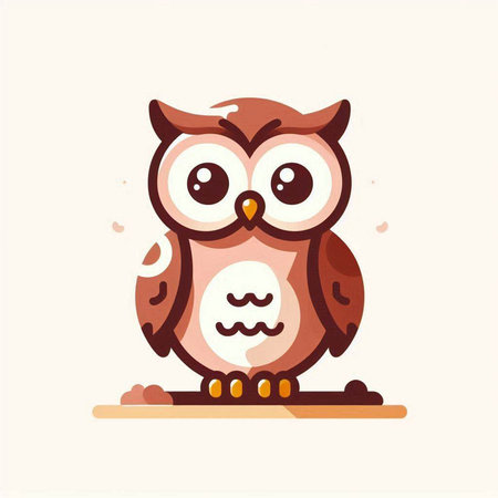 Cute owl character. Vector illustration in flat cartoon style. Isolated on white background.のイラスト素材