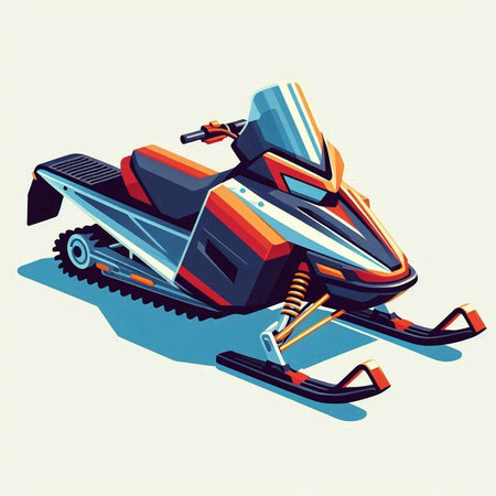 Vector illustration of a snowmobile. Cartoon style. Vector illustration.のイラスト素材