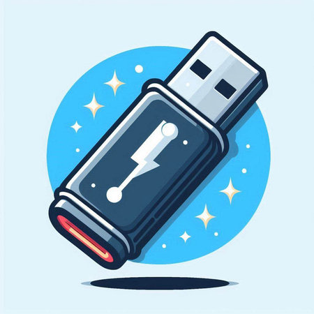 Usb flash drive. Vector illustration on a blue background. Flat style.のイラスト素材