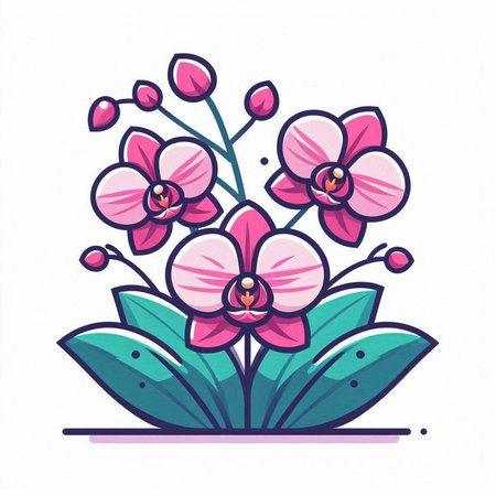 Orchid flower bouquet. Vector illustration isolated on white background.のイラスト素材