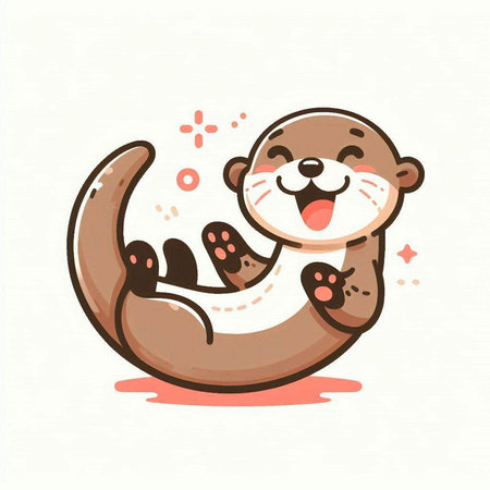 Cute cartoon otter. Vector illustration of a funny animal.のイラスト素材
