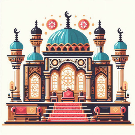 Ramadan Kareem Greeting card with mosque. Vector illustration.のイラスト素材