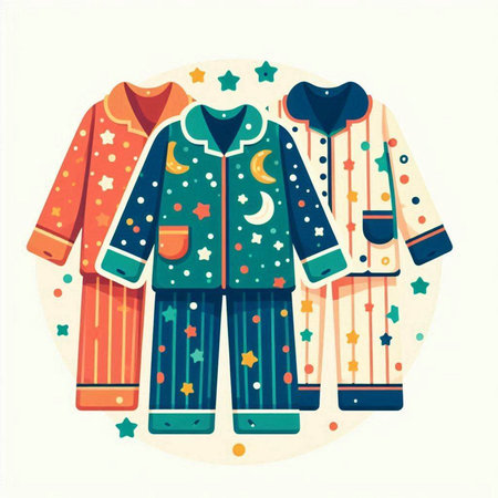 Vector illustration of pajama with stars on a white background.のイラスト素材