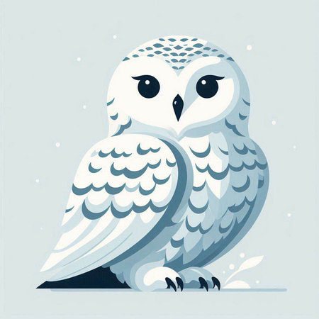 Snowy owl on a blue background. Vector illustration in flat style.のイラスト素材