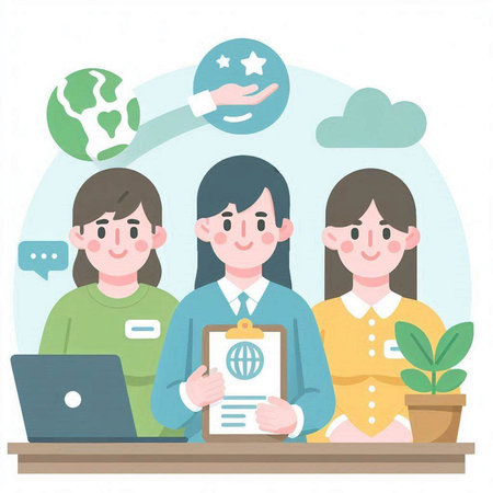 Business people working in the office. Flat design style vector illustration.のイラスト素材