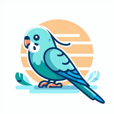 Cute blue parrot bird. Vector illustration in cartoon style.のイラスト素材