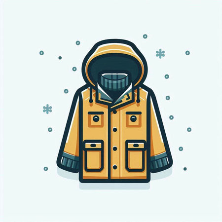 Vector illustration of a winter jacket with a hood and a cap.のイラスト素材