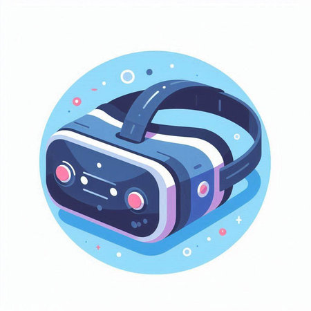VR headset on white background. Vector illustration in flat cartoon style.のイラスト素材