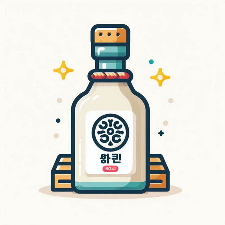 Oriental tequila bottle. Vector illustration in flat cartoon style.のイラスト素材