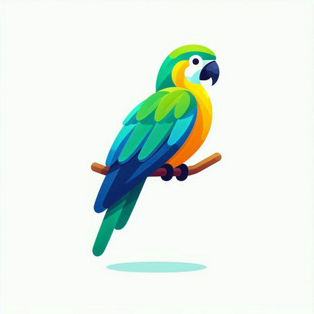 Colorful parrot on a white background. Isolated vector illustration.のイラスト素材