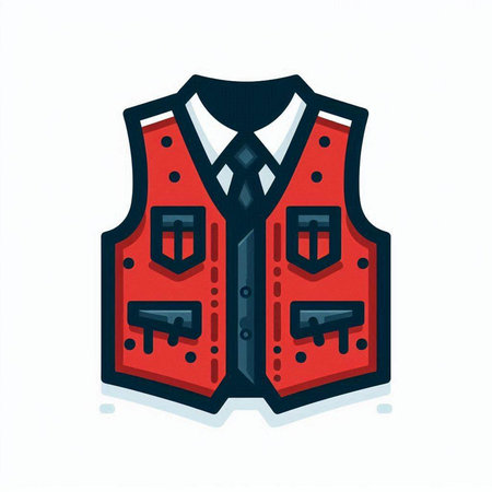 Illustration of a red vest on a white background, vector illustrationのイラスト素材