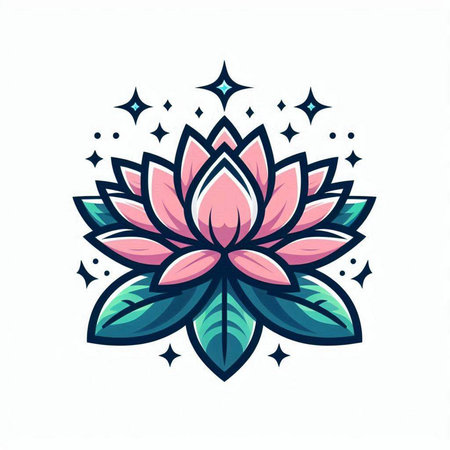 Lotus flower vector icon, lotus flower logo, lotus flower logoのイラスト素材