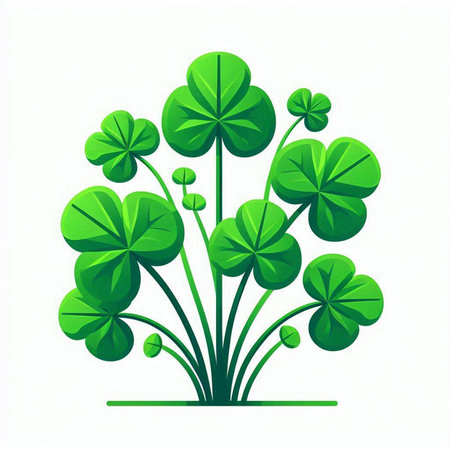 Green clover isolated on white background. St. Patrick's Day. Vector illustration.のイラスト素材