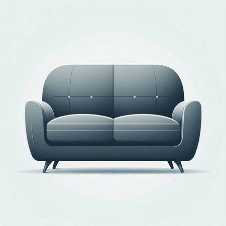 Comfortable black sofa isolated on a white background. Vector illustration.のイラスト素材