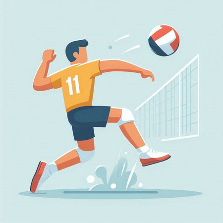 Volleyball player. Volleyball player in action. Vector illustrationのイラスト素材