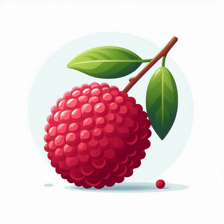 Ripe lychee fruit isolated on white background. Vector illustration.のイラスト素材