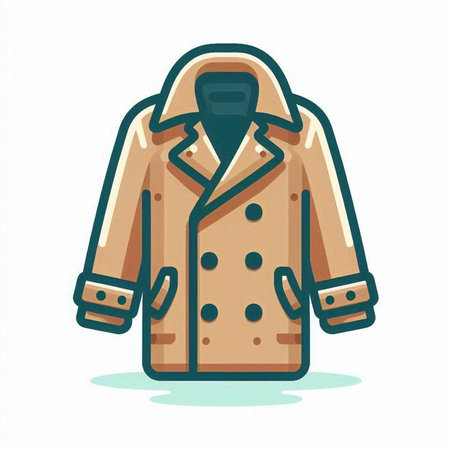 Vector illustration of a coat in cartoon style on a white background.のイラスト素材