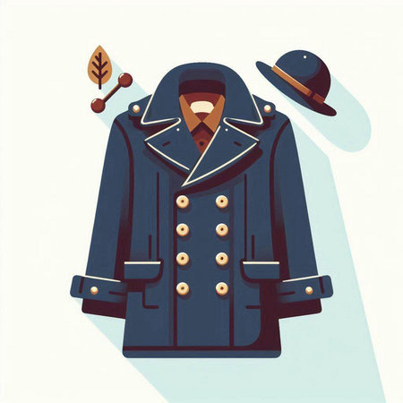 Vector illustration of a winter coat with a fur collar and a hatのイラスト素材
