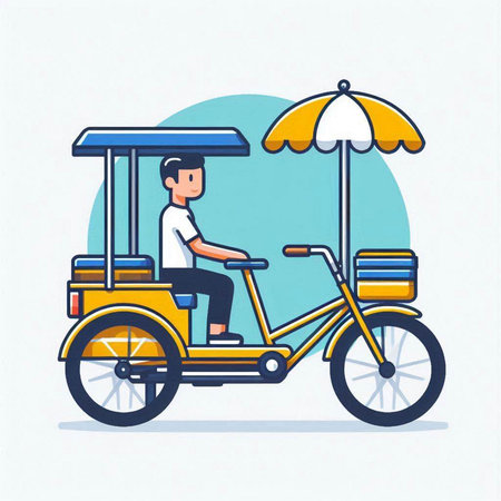 Tuk Tuk taxi, vector illustration. Flat design style.のイラスト素材