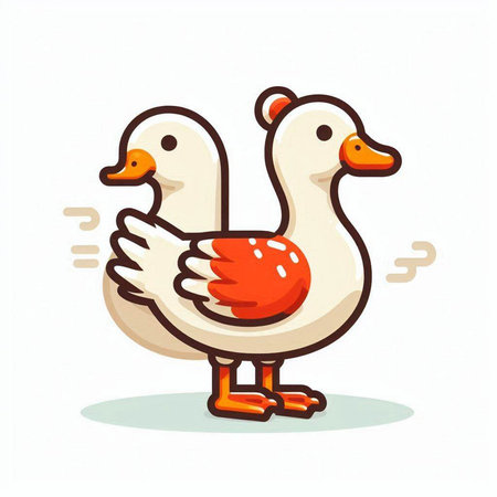 Duck cartoon isolated on white background. Vector illustration of a cute funny duck.のイラスト素材