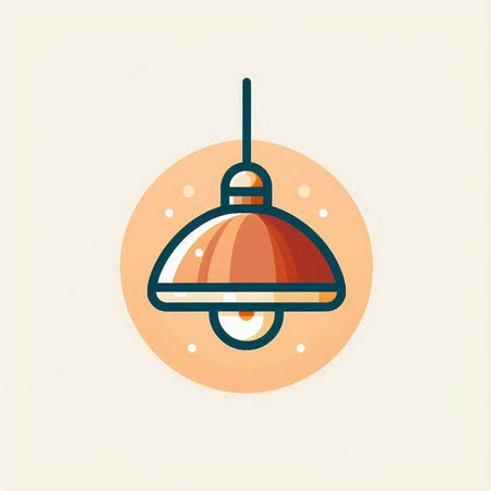 Ceiling lamp icon. Vector illustration in flat linear style.のイラスト素材