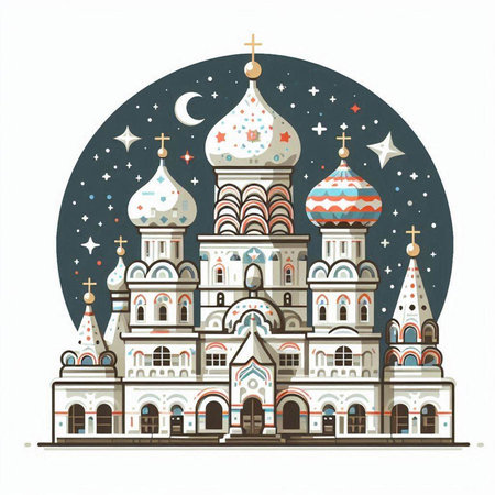 Cathedral of the Intercession of the Most Holy Theotokos on the Red Square in Moscow, Russiaのイラスト素材