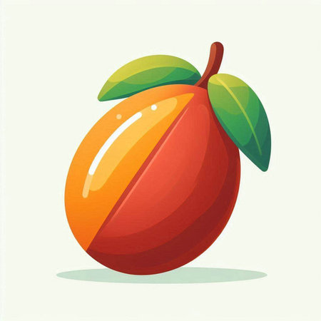 Mango fruit with leaf on white background. Vector illustration of mango.のイラスト素材