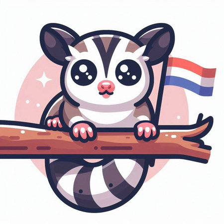 Cute cartoon chipmunk on a branch. Vector illustration.のイラスト素材