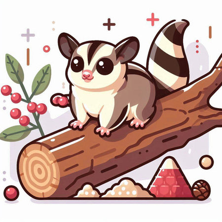 Cute cartoon raccoon sitting on a log. Vector illustration.のイラスト素材