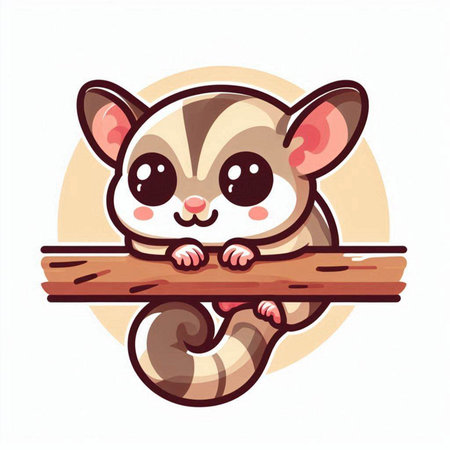 Cute little sugar glider on white background. Vector illustration.のイラスト素材