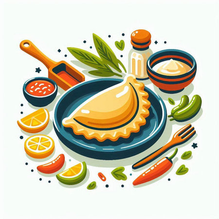 Vector illustration of a traditional georgian dish khachapuri.のイラスト素材