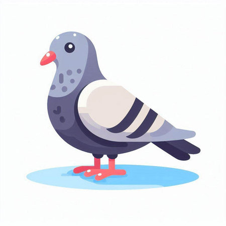Pigeon isolated on white background. Vector illustration in flat style.のイラスト素材
