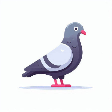 Pigeon isolated on white background. Vector illustration in cartoon style.のイラスト素材