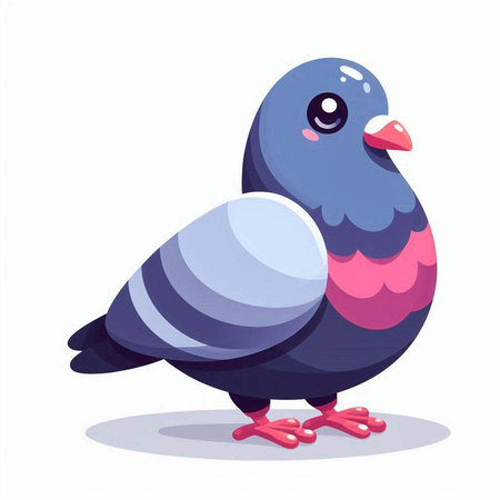 Pigeon on white background. Vector illustration in cartoon style.のイラスト素材