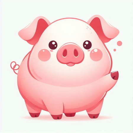 Funny pink pig on white background. Cute cartoon character. Vector illustration.のイラスト素材