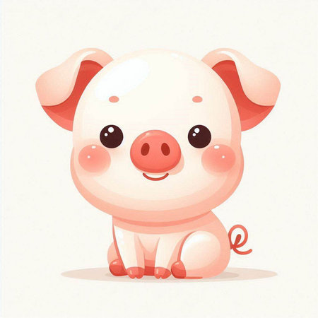 Cute cartoon pig. Vector illustration isolated on a white background.のイラスト素材