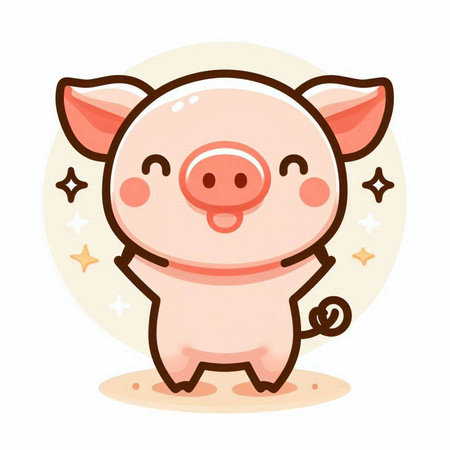 Cute pig cartoon vector illustration. Cute piglet character.のイラスト素材