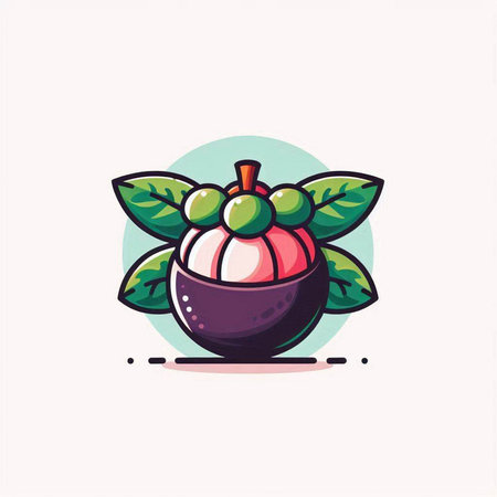 Mangosteen fruit icon. Vector illustration of mangosteen.のイラスト素材