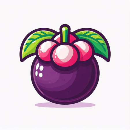 Mangosteen fruit vector illustration. Mango fruit icon.のイラスト素材